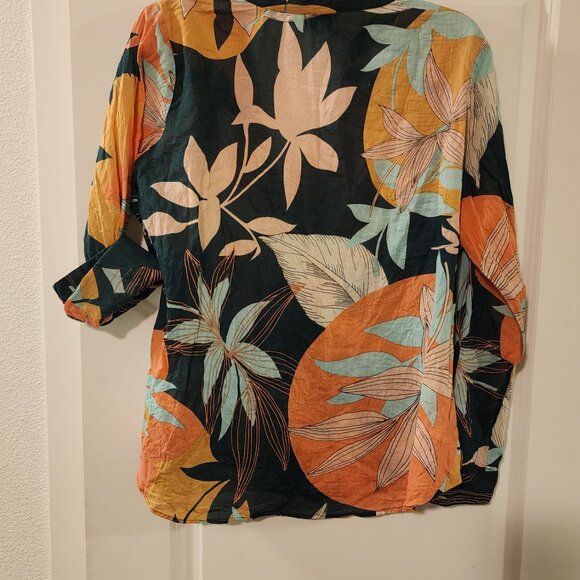 Boutique Chic Connections XL Women's Vneck popover 100% cotton blouse - Picture 16 of 16